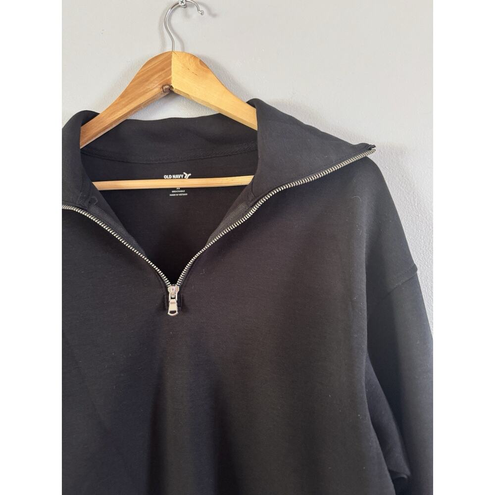 Old Navy Active Black Bounce Fleece 1/4 Zip Cropped Pullover Sweatshirt Size XS - Picture 4 of 7
